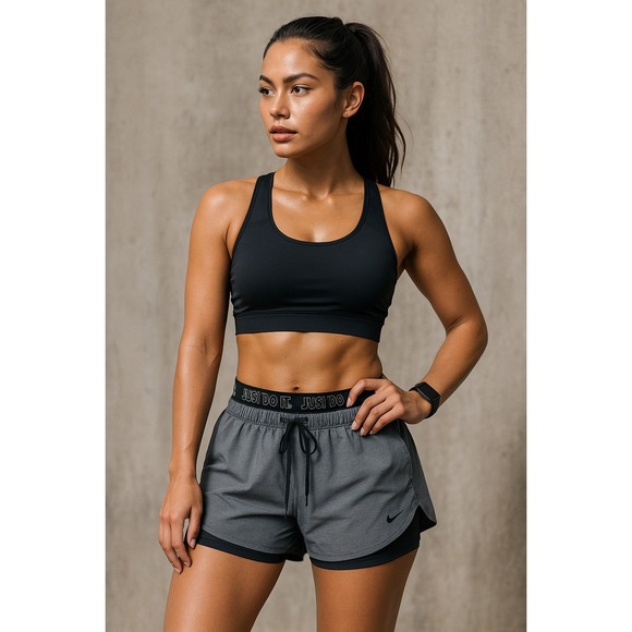 Nike‎ Running Shorts Just Do It Lined Athletic Gym Training Gray Black - Picture 1 of 8